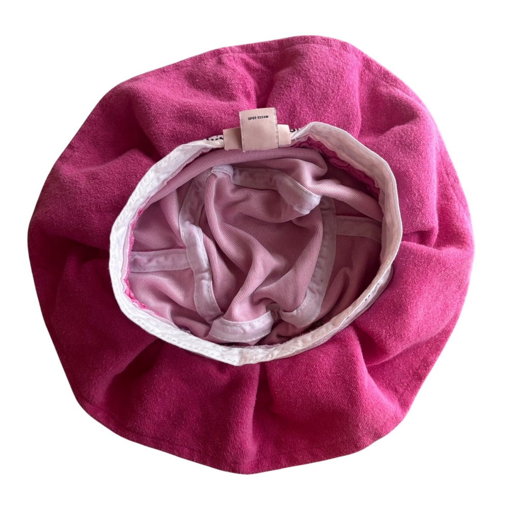 Juicy Couture Pink Terry Cloth Ruffle Bucket Hat Gold Embroidered Logo Y2K OS - Picture 5 of 8